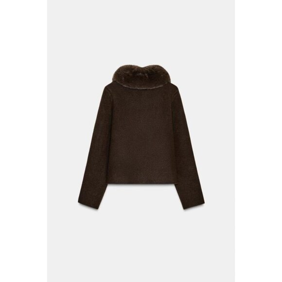 ZARA CARDIGAN WITH FAUX FUR COLLAR - Picture 6 of 8